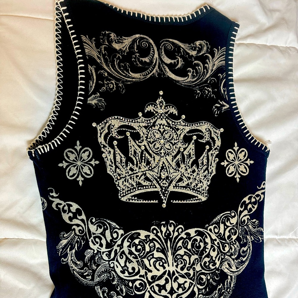 y2k rhinestoned tank top
